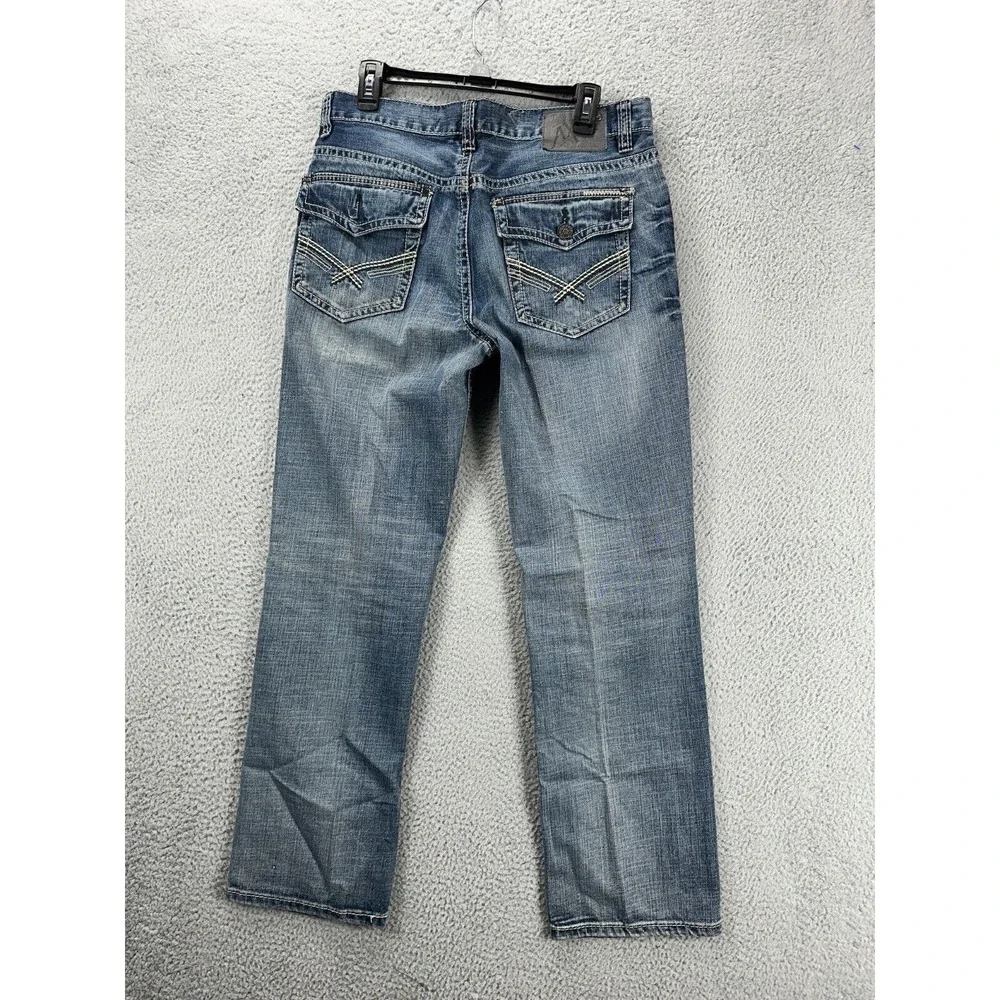 T.K. Axel Jeans Mens 32X32 Treadwell Blue Distressed Relaxed Straight Denim Pant - Picture 2 of 10